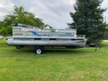 22' Crest II Pontoon Boat w/90 HP Johnson SPL Outboard Motor & Trailer