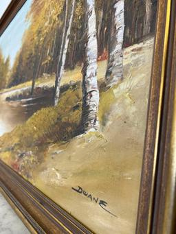Signed and Framed Oil on Canvas Nature Scene, Dwane