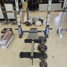 Monster Platinum weight bench with weights and bar