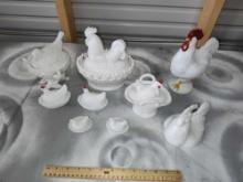 Hen On Nests, Milk Glass, Imperial