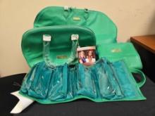 New Joy & Iman Rolling Travel Bag, Purse and 2 Cosmetic Travel Bags