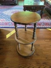 Wood 3 tier table with stenciled top