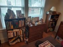 2 Bookshelves, Small Stand, & Contents - Books, Dog Decor, Small Decor, & more