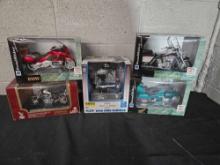 4 Diecast Motorcycles and 1 Diecast Engines