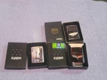 3 Zippo Lighters Advertising 2 unused 1 lightly used in boxes