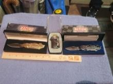 Dale Earnhardt Jr 2 Folding Pen knives Butane Lighter in Boxes