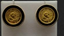 Pair of Chinese 24k Gold Panda Coin earrings