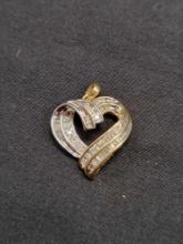 14k White/yellow gold diamond heart pendant with diamonds, 2.6g