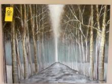 Large signed canvas print tree scene