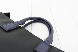 Gucci Black Navy Blue Leather Cosmopolis Tote Bag