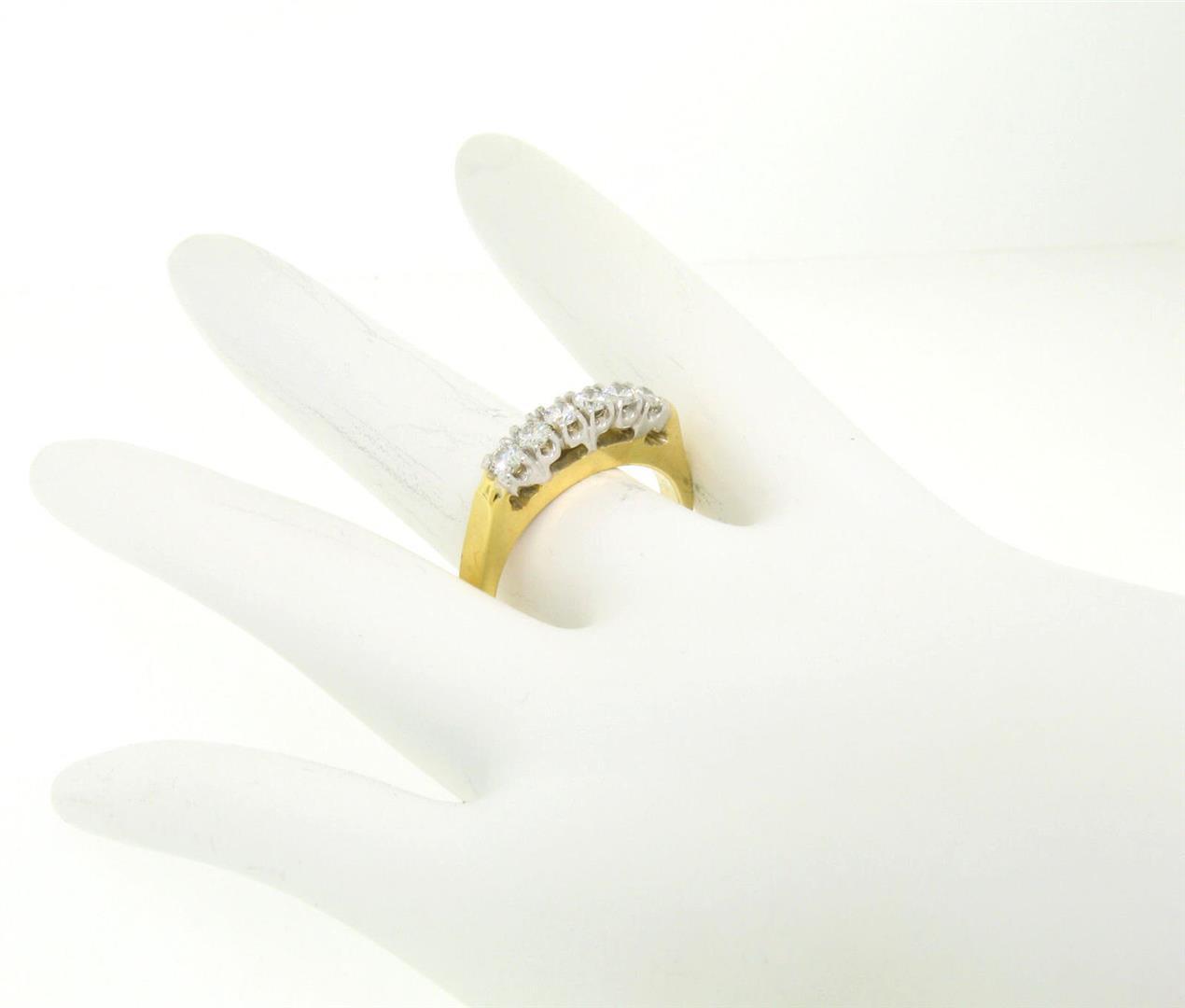 14k Two Tone Solid Gold 0.60 ctw Band Ring with 6 Brilliant Round Diamonds