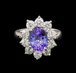 14KT White Gold 2.80 ctw Tanzanite and Diamond Ring