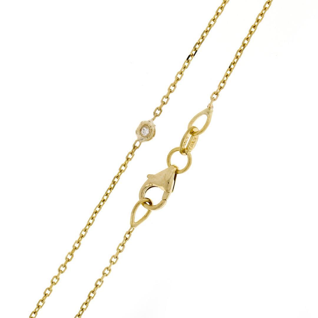 14K Yellow Gold .12 ctw 6 Bezel Station Round Diamond by the Yard Chain Necklace