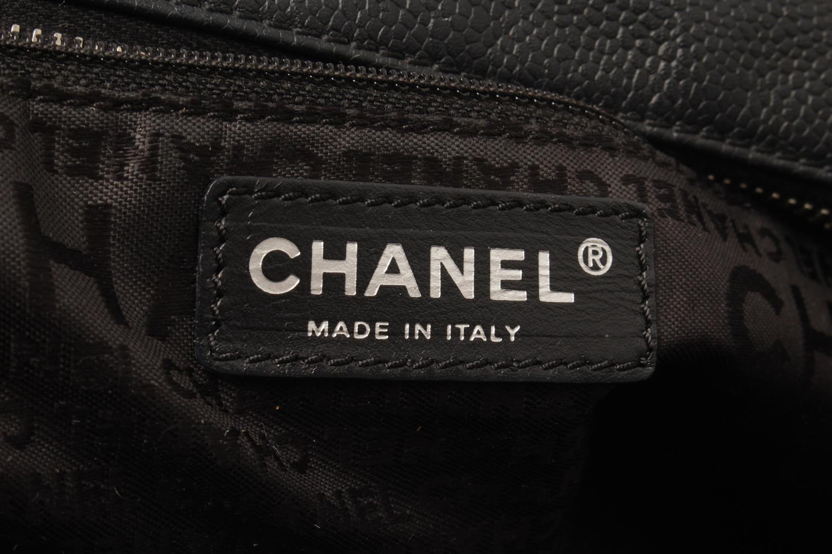 Chanel Black Leather Mesh CC Tote Bag