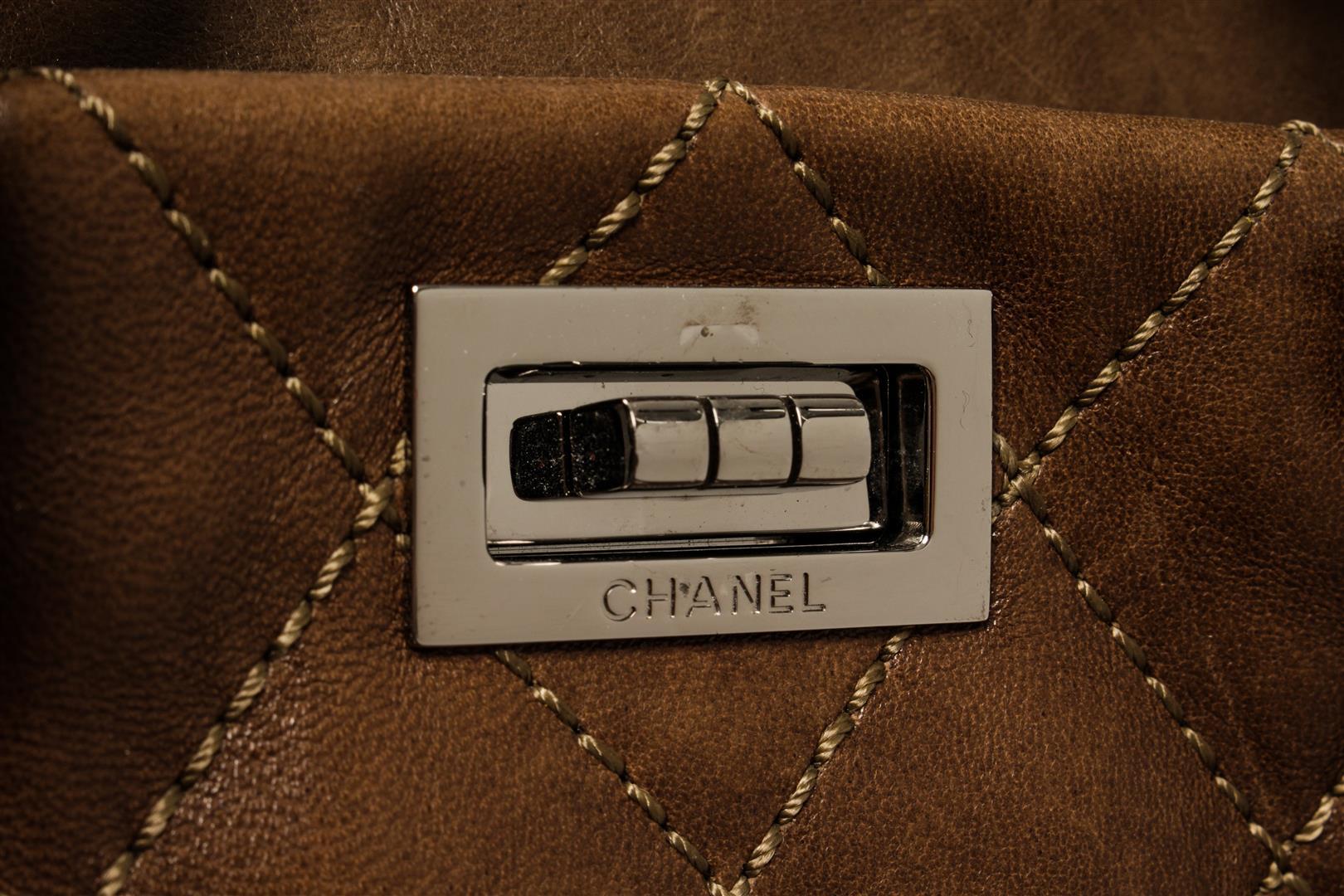 Chanel Brown Lambskin Leather Wild Stitch Shoulder Bag