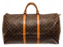 Louis Vuitton Brown Monogram Canvas Keepall 60 Travel Bag