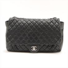 Chanel Black Quilted Soft Lambskin Leather Single Jumbo Flap Shoulder Bag