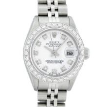 Rolex Ladies Quickset Stainless Steel White Diamond 26MM Datejust Wristwatch