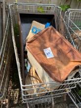 shopping cart with contents antique bread box rough shape