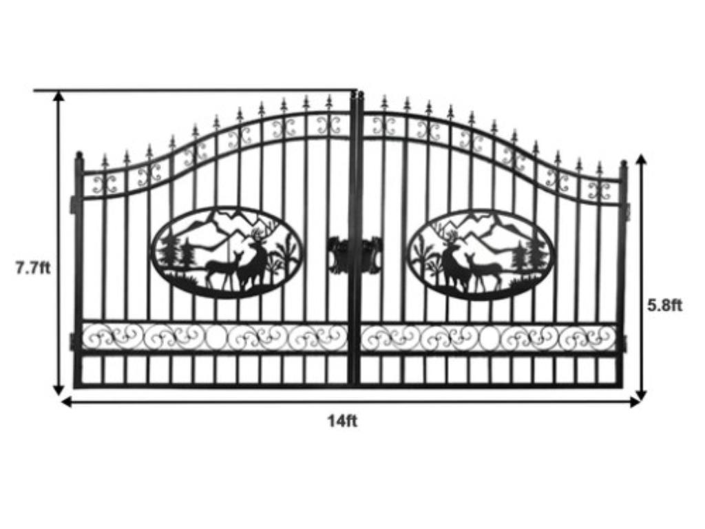 Greatbear 14' Wrought Iron Gate w/ Deer