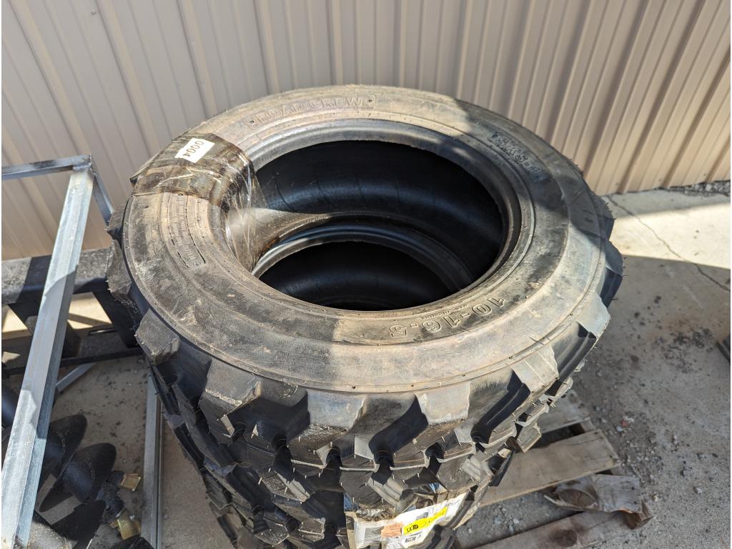 4 NEW Road Crew SKS-1 Skid Steer Tires, 1 Used Tire, 10-16.5