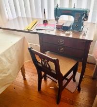 Remington Sewing Machine in Cabinet and Stool