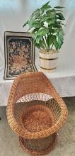 Wicker Chair on a Ratan Base and Planter