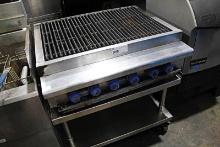 IMPERIAL 3' GAS CHAR GRILL ON STAINLESS STEEL EQUIPMENT STAND