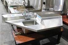 76IN. STAINLESS STEEL ANGLED TABLE W/ HAND SINK