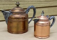 Pair of Old Copper Kettles by Rochester