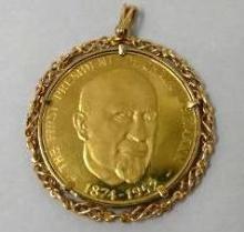 90% Pure Gold Dr.Chaim Weizmann Israel Coin set in 14K Gold Charm!