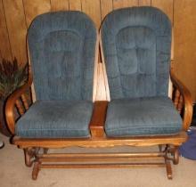 Wood Framed Cushioned Two Seat Glider