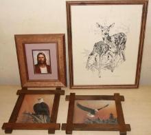 Signed Claudia Heaston Print and 3 More Framed Prints