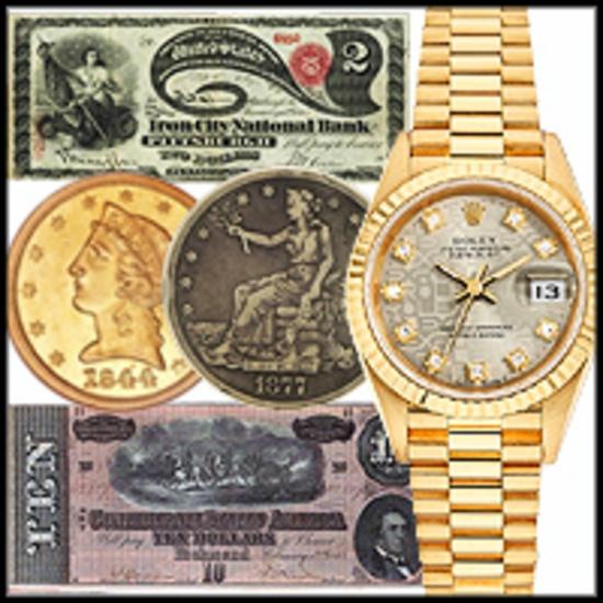 Luxury Watches, Coins, & Banknotes!