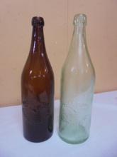 Antique Brown & Clear Walter Raupfer Brewery Columbia City, Ind Bottles
