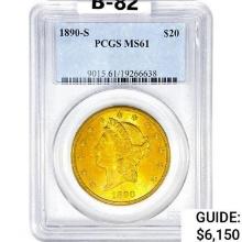 1890-S $20 Gold Double Eagle PCGS MS61